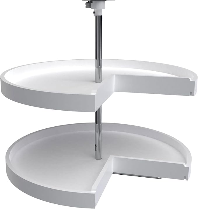Rev-A-Shelf 2 Tier Pie-Cut Lazy Susan for Corner Base Cabinets, Plastic, 28" Double Shelf Swivel Kitchen Spice and Can Organi