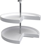 Rev-A-Shelf 2 Tier Pie-Cut Lazy Susan for Corner Base Cabinets, Plastic, 28" Double Shelf Swivel Kitchen Spice and Can Organi