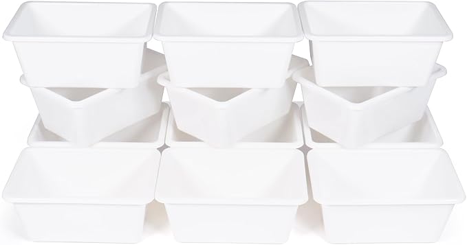 Humble Crew Toy Storage Bins for Kids, Set of 12, White, Small - Sturdy, Colorful Plastic Storage Bins for Classroom, Playroo