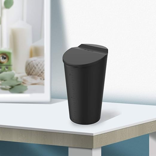 ThinSGO Silicone Trash Can with Lid - Car Cup Holder Trash Bin for Auto, Home, Office (Black)