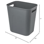UUJOLY Plastic Small Trash Can Wastebasket, Garbage Container Basket for Bathrooms, Laundry Room, Kitchens, Offices, Kids Rooms, Dorms, 3.5 Gallon (Dark Grey)