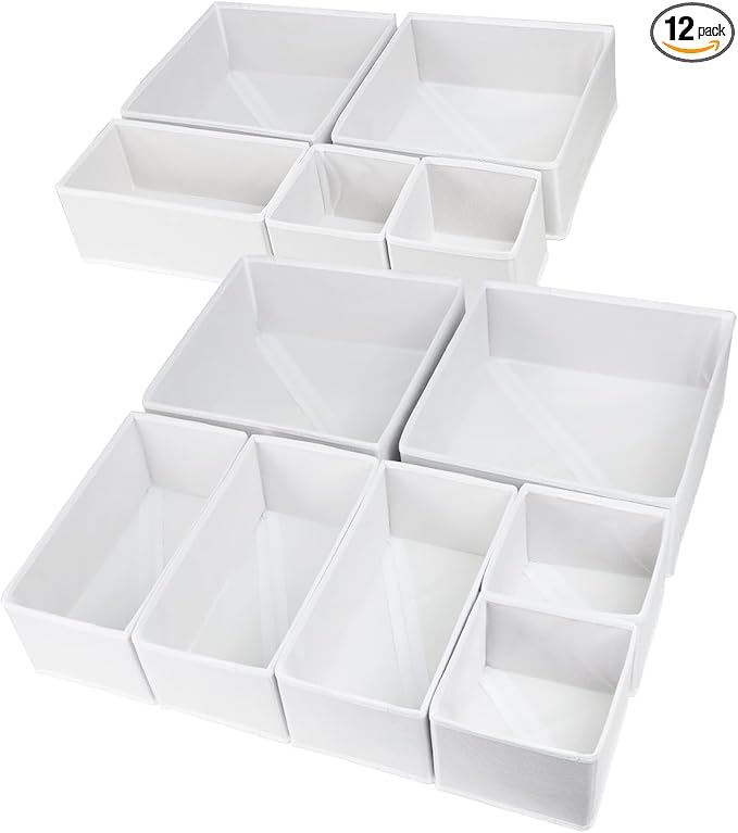 Fordonral 12 Pack Drawer Organizer Clothes, Foldable Fabric Dresser Organizer Closet Organizers and Storage Box for Underwear