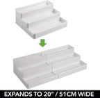 mDesign Plastic Expandable 3-Tier Shelf Rack Organizer - Storage for Bathroom Vanity, Cabinet, Cupboard, Drawer - Holds Medic