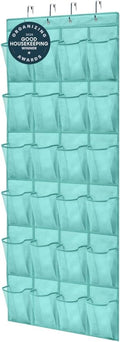 GORILLA GRIP Over the Door Shoe Organizer, 24 Large Breathable Mesh Pockets, Space Saving Hanging Storage Holder, Closet Rack