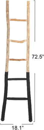 Creative Co-Op Rustic Solid Fir Wood Decorative Blanket Ladder, Natural and Dipped Black
