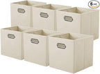 ShellKingdom Storage Bins, Foldable Fabric Storage Cubes And Cloth Storage Organizer Drawer with Metal Handle For Closet And 
