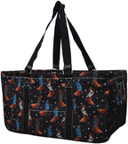 NGIL Extra Large Utility Tote Reusable Grocery Bag Oversized Collapsible for Groceries, Storage, Picnic, Beach (Starry Cowgirl- Black)