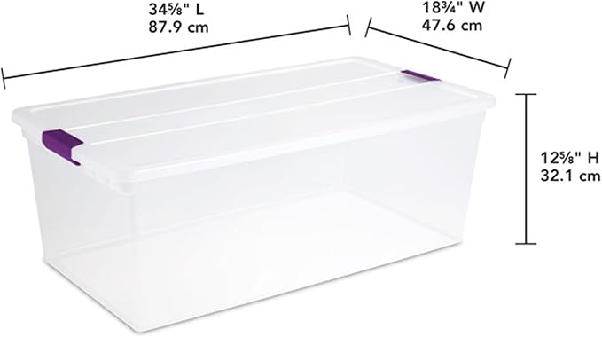 Sterilite 16-Pack 110 Quart ClearView Latch Box, Stackable Organizer Bins with Latching Lids - Clear Plastic Organization Con