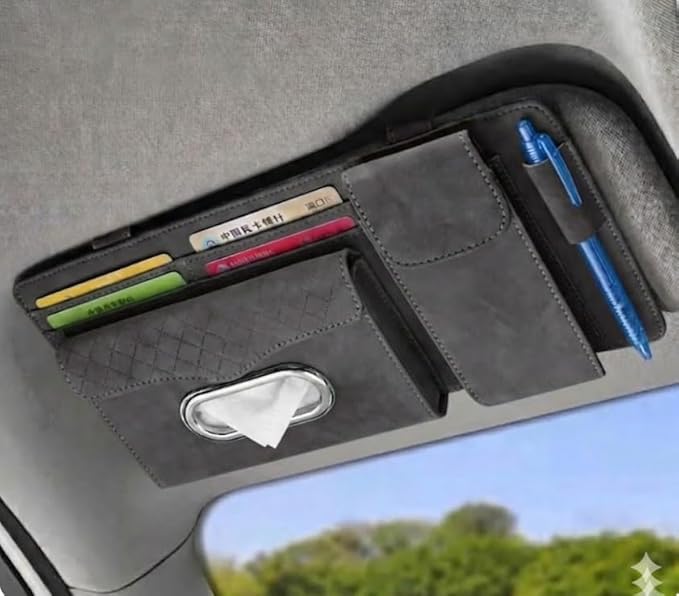 Multifunctional Car Visor Organizer (Suede leather - Gray)