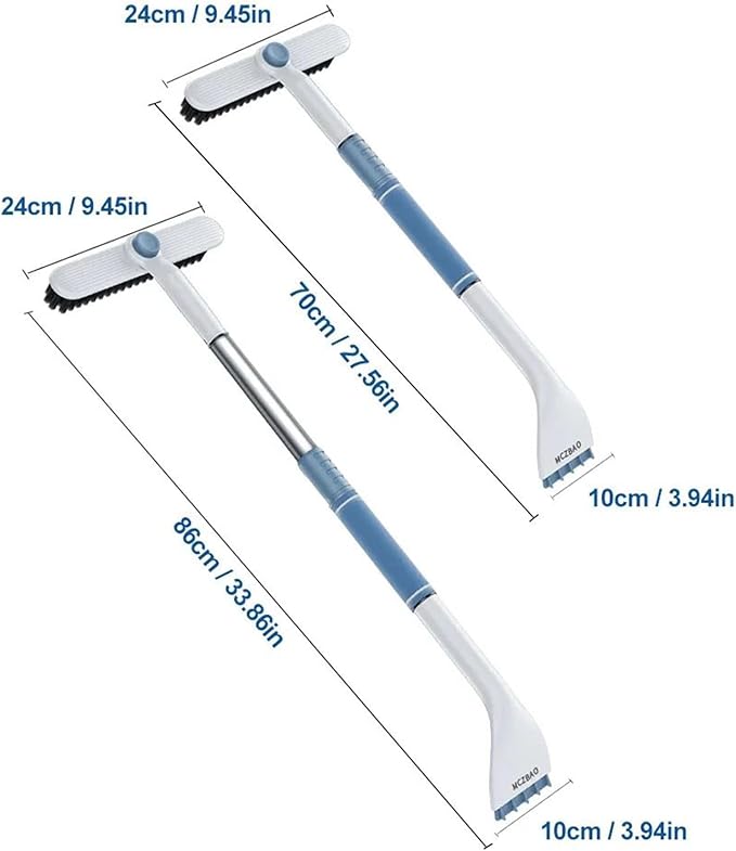 3 In 1 Snow Brush and Ice Scraper for Car Windshield Extendable Snow Removal 360° Pivoting Vehicle Winter Shovel Brush Snow Scraper with Long Handle for Car SUV Trucks (White)