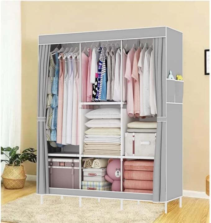 1PC Multifunctional Simple Wardrobe, Fabric Cabinet, organizing Cabinet, Metal Frame, Steel Pipe Reinforcement, Portable and 