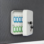 Jssmst Key Lock Box Wall Mount Security Key Storage Box, Locking Key Cabinet Wall Mount with 20 Key Hooks & Tags Key Labels, 