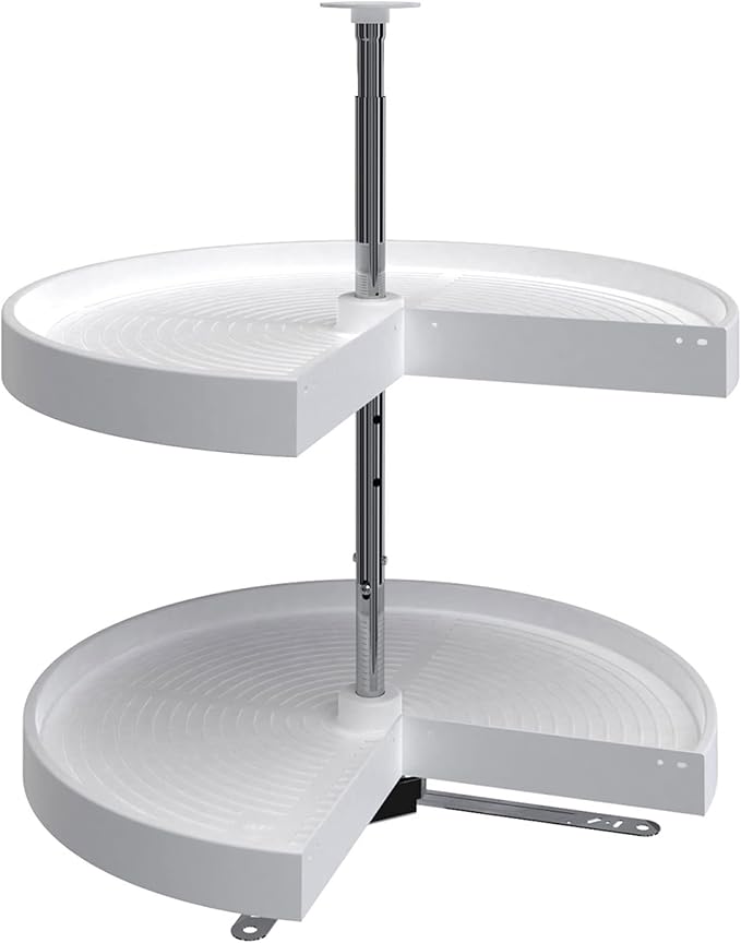 Rev-A-Shelf 24" Pie-Cut Dual Tier Lazy Susan Organizer for Corner Base Kitchen Cabinets, Plastic Home Rotating Storage Shelve