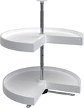 Rev-A-Shelf 24" Pie-Cut Dual Tier Lazy Susan Organizer for Corner Base Kitchen Cabinets, Plastic Home Rotating Storage Shelve