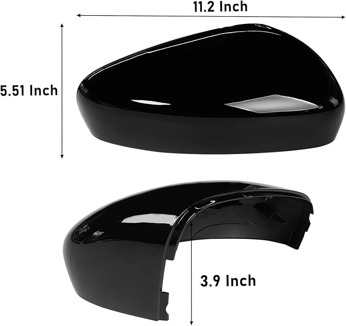 Compatible with Ford Escape SE/SEL Right Passenger Side Mirror Cap Cover 2020 2021 2022 2023 2024, Glossy Black Side Door Rearview Mirror Cover Replacement Without Turn Signal Light