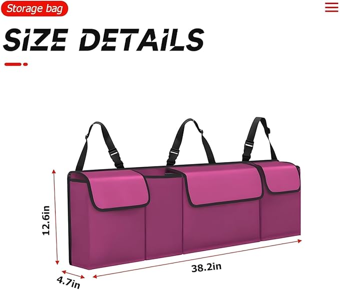 BELOMI Car Trunk Organizer, Auto Waterproof Sturdy Backseat Hanging Large Storage Collapsible Cargo Bag with Anti-Slip