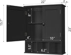 TaoHFE Black Bathroom Over The Toilet Storage Cabinet,Wall Medicine Cabinet Organizer with 2 Door Adjustable Shelves,Wooden M