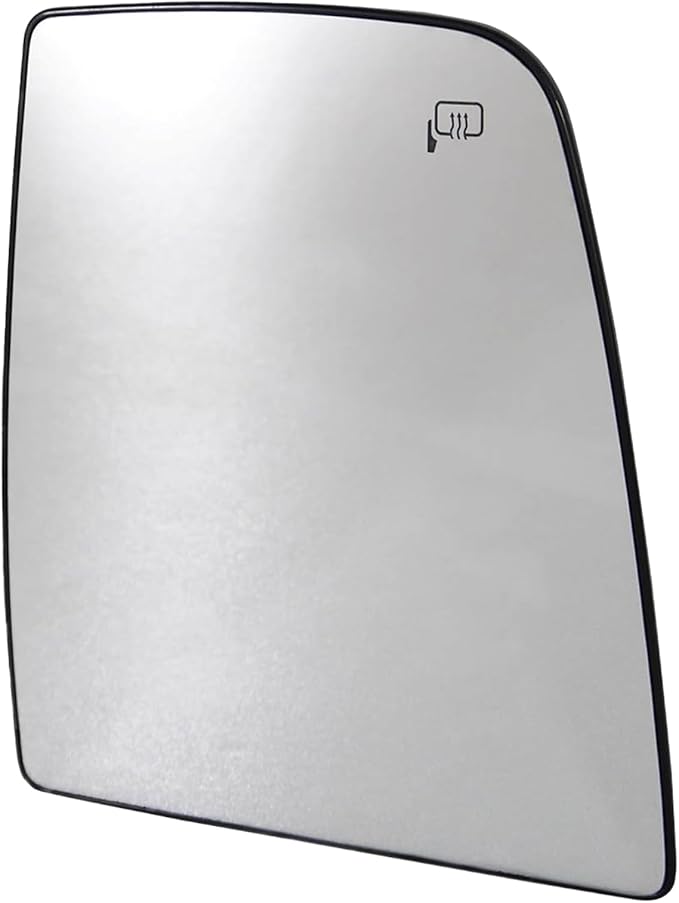 TRQ Passenger Side Heated Upper Mirror Glass with Backing Plate Compatible with 2015-2019 Ford Transit-250, Transit-350, Tran