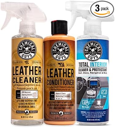 Chemical Guys SPI1091601 Leather Cleaner and Conditioner Leather & Interior Care Bundle + SPI22016 Total Interior Cleaner & P