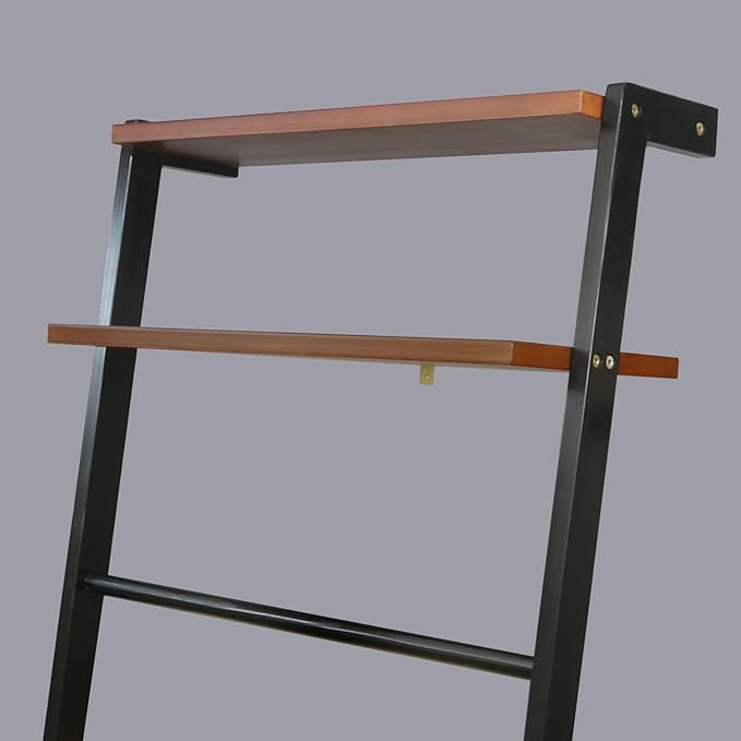 Solid Wood Decorative Ladder - Leaning Blanket Rack for Home Decor Black and Sweet Oak