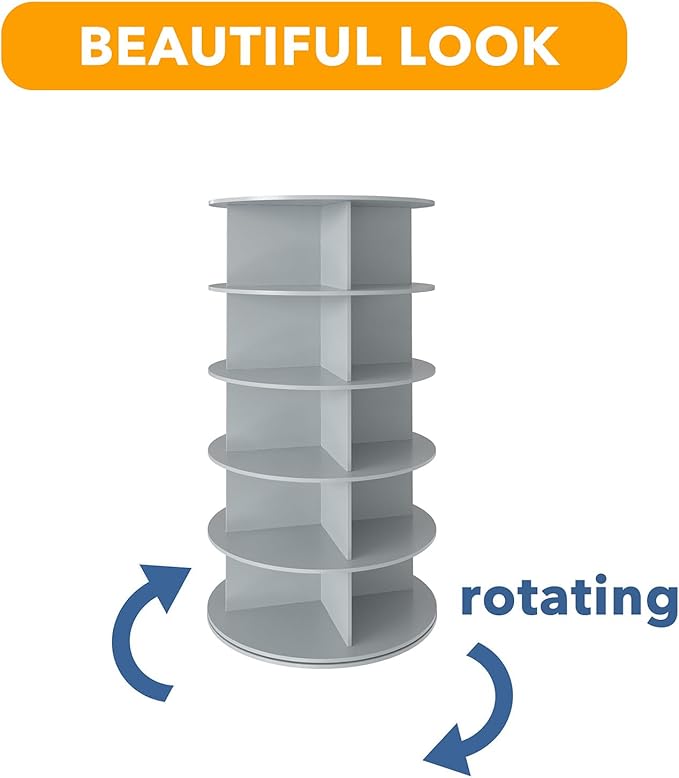 SpaceAid 5 Tier Rotating Shoe Rack Tower, Spinning Shoe Display Lazy Susan, Revolving 360 Shoe Rack Storage Round Carousel, V