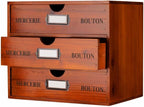 Wooden Storage Box Rustic Desktop Organizer with 3 Drawers Office Desk Accessories Shelf Large Craft Storage Containers Apoth