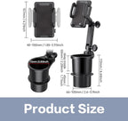 Car Cup Holder Phone Mount, Universal Auto Cell Phone Stand with Drink Expand Cup Holder,2 in 1 Multifunctional Car Cup Holde