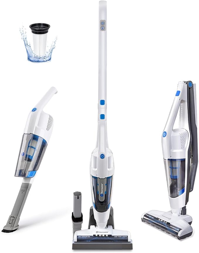Vacmaster VSD1801 Cordless Handheld & Stick Vacuum Cleaner 2 in 1, Rechargeable Li-ion Battery Powerful Lightweight for Hardw