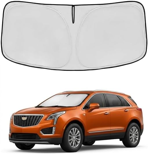 Windshield Sun Shade for Cadillac XT5 2017-2025 Sunshade Front Window Shade Custom Fit XT5 Accessories Sun Visor Foldable Shade Blocks UV Rays Accessories