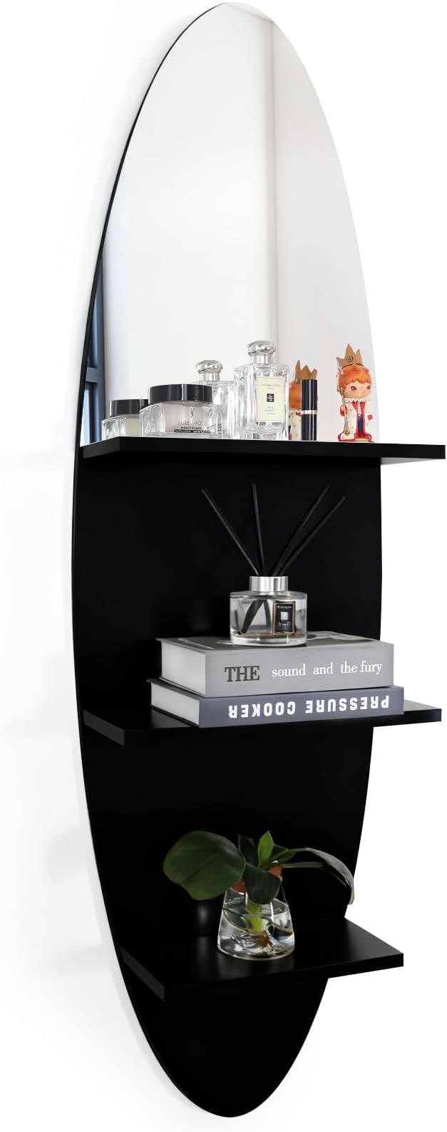 Homaterial 3-Tier Surfboard Floating Shelf, Uniqe Design Floating Vertical Shelf Wall Mounted Display Rack for Bedroom, Entry