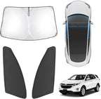 Karltys 3PCS Windshield Sun Shade for 2018-2024 Chevy Equinox, Thickened Reflective Front and Side Window Sunshade Custom Fit Equinox, Foldable Sun Visor Cover Protector Blocks Heat UV Rays