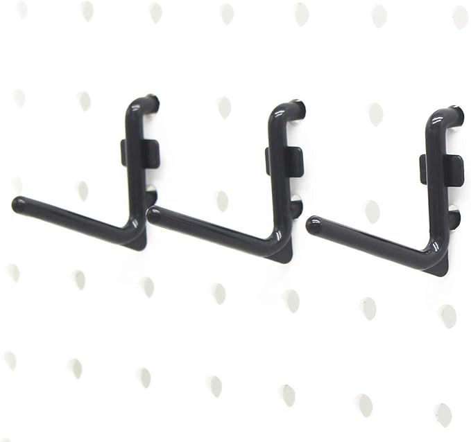 Colorstorm 1.5 inch Pegboard Hooks Kit 200 pk L Style for Peg Board Assortment Tool Organizer Black Peg Hooks Accessories (20