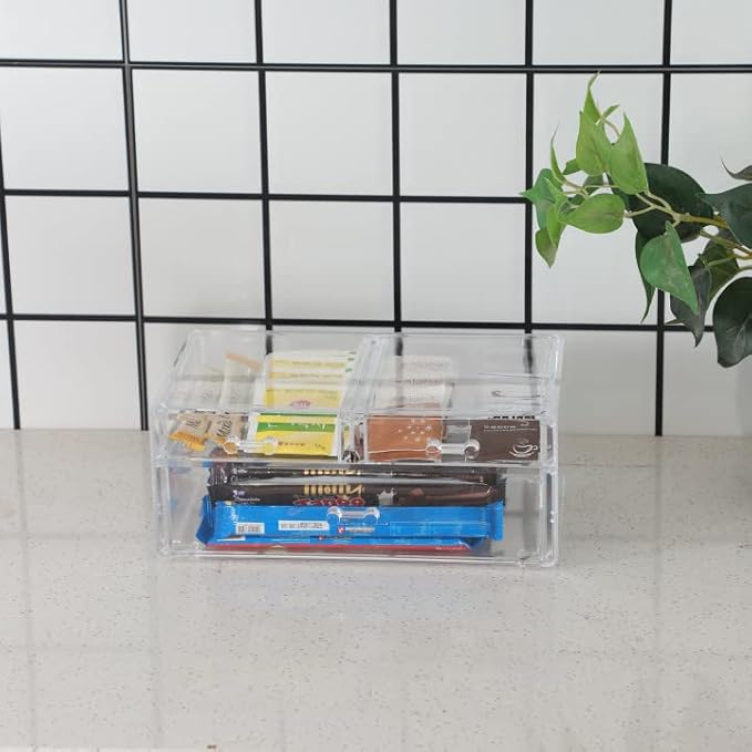 Cq acrylic Clear Storage Drawers,Stackable Make up Organizers And Storage For Vanity Countertop,Large 3 Drawers Plastic Shelf