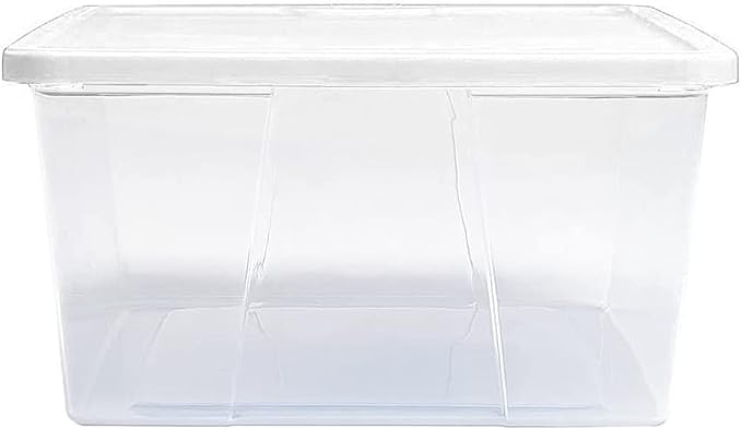 HOMZ 4-Pack Snaplock, Small Clear Plastic Storage Organizer Bins w/Lids, 12 Quart, White - Stackable Container Boxes for Bedr