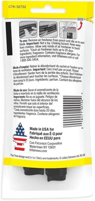 LITTLE TREES Car Air Freshener Vent Wrap Provides Long-Lasting Scent, Invisibly Fresh. Vanillaroma, 16 count, 4-Packs