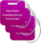 Custom Metal Luggage Tags (3 or 6 Pack) - Personalized Unique Suitcase & Backpack Travel, Durable, Waterproof & Heavy Duty (P