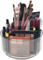 LINFIDITE 360 Rotating Makeup Organizer Clear Cosmetic Storage Holder Tray with 6 Compartment Makeup Brush Lip Gloss Organize
