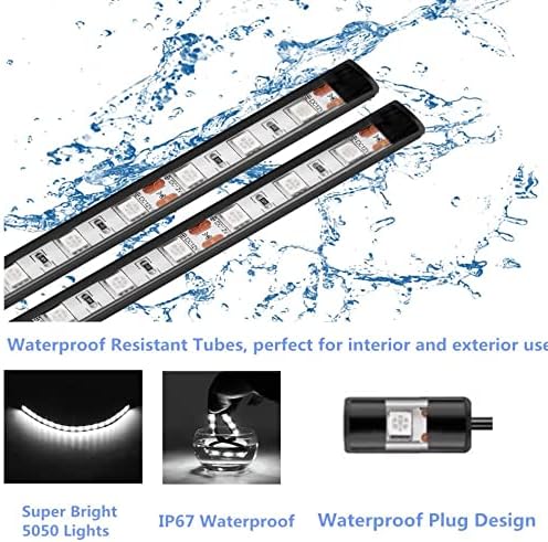 Boat Led Strip Lights, 4 Pcs 24'' Marine Interior Courtesy Deck Navigation Lights, Super Bright Waterproof Marine Led Lights Strip for 12V Pontoon Fishing Boat Yacht Kayak Sailboat (White)
