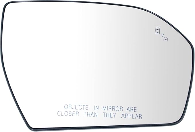 TRQ Passenger Side Mirror Glass Heated Blind Spot with Backing Plate For Factory Equipped Mirrors Only Compatible with 2018 F