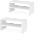 Whitmor Wood Stackable 2-Shelf Shoe Rack, White, 24 inches，2 Pack