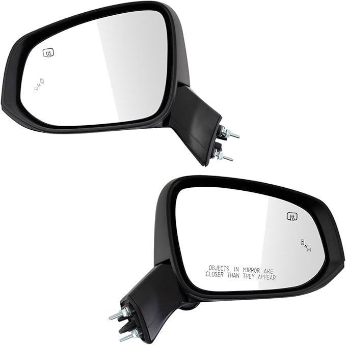 TRQ Driver & Passenger Side Power Heated Mirrors with Blind Spot Paint to Match Black Compatible with 2021-2023 Toyota Sienna