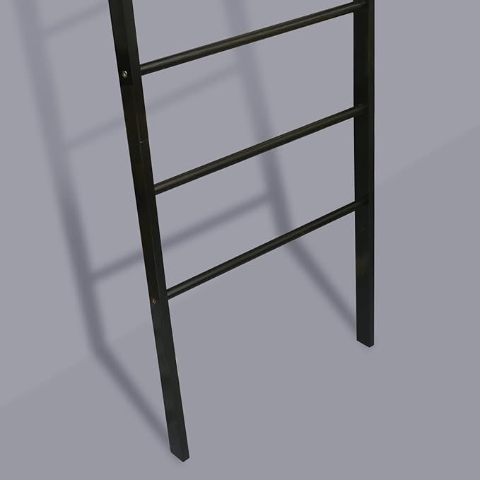 Solid Wood Decorative Ladder - Leaning Blanket Rack for Home Decor Black and Sweet Oak