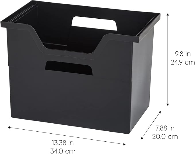 IRIS USA Large Portable Desktop File Box with Open Lid, 4 Pack, Side Handles, Hanging File Folders, Tabs & Inserts, Letter Si
