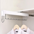 Pull Out Clothes Rail,Extendable Clothes Hanger Rail,Organizer Rack for Depth 14In/18In Wardrobe-White,35.6cm/14inch