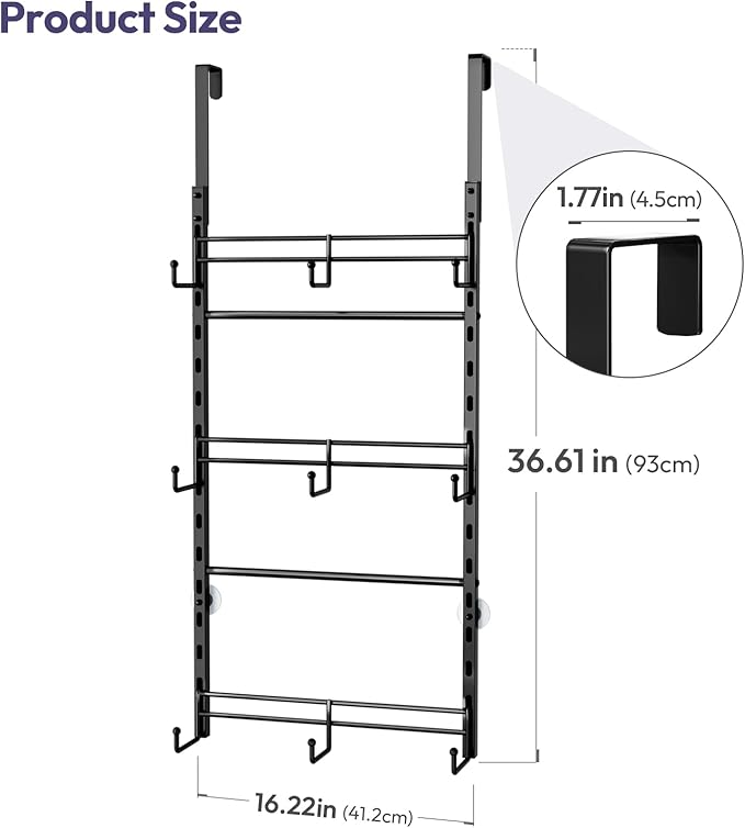 SWTYMIKI Over Door Hat Organizer - 3 Tier Metal Adjustable Wall Mounted Hat Rack with 9 Hooks Design, Hanging Baseball Cap Or
