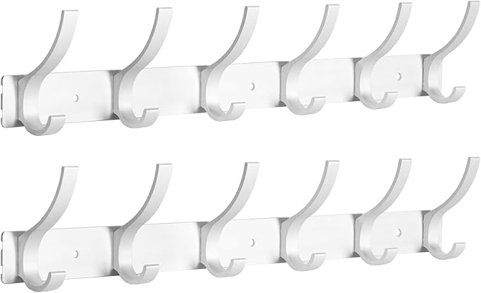 Optish Coat Rack Wall Mount, Coat Hook Wall Mount, Wall Hooks for Hanging, Hat Rack for Walls, Coats Hanger with 12 Hook, Tow