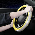 Bling Diamond Steering Wheel Cover, Leather Steering Wheel Covers for Women Girls with Crystal Rhinestones, Breathable, Anti-Slip Universal Fit 14.5-15 Inch Bling Car Accessories(Yellow)
