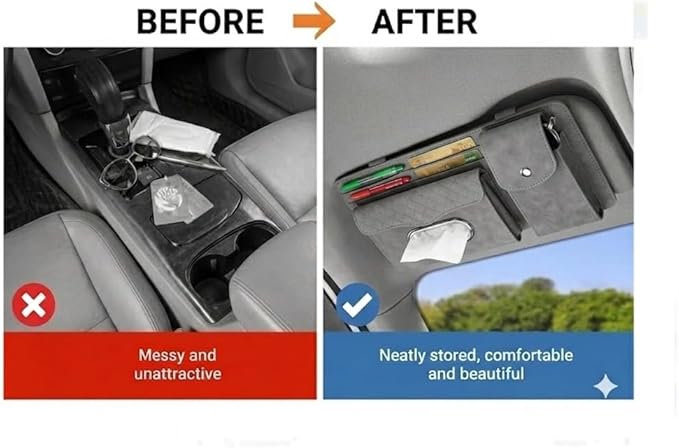 Multifunctional Car Visor Organizer (Suede leather - Gray)