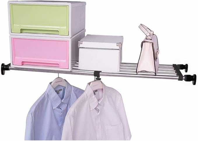 Hershii Expandable Closet Tension Shelf Rod Adjustable Metal Storage Rack Cabinet Organizer DIY Divider Separator Shelves for