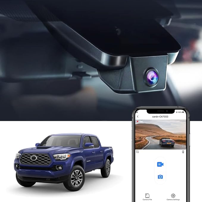 Fitcamx 4K Dash Cam Compatible with Toyota Tacoma 2018 2019 2020 2021 2022 2023 Limited SR5 SR TRD Sport Off-Road Pro, OEM Fa